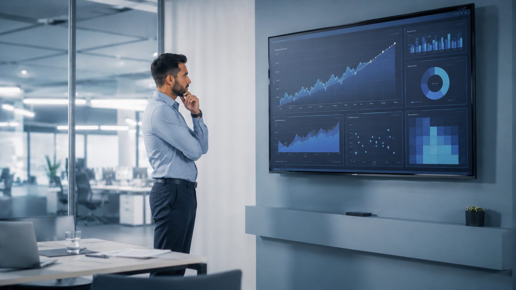Analyst reviewing a predictive forecast dashboard